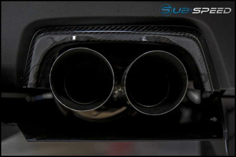 OLM Carbon Fiber Rear Bumper Exhaust Finishers 2015-2021 WRX/STI - Image 2