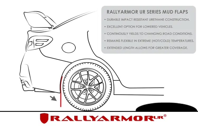 Rally Armor Red UR Mud Flap White Logo 2015-2021 WRX/STI - Image 2