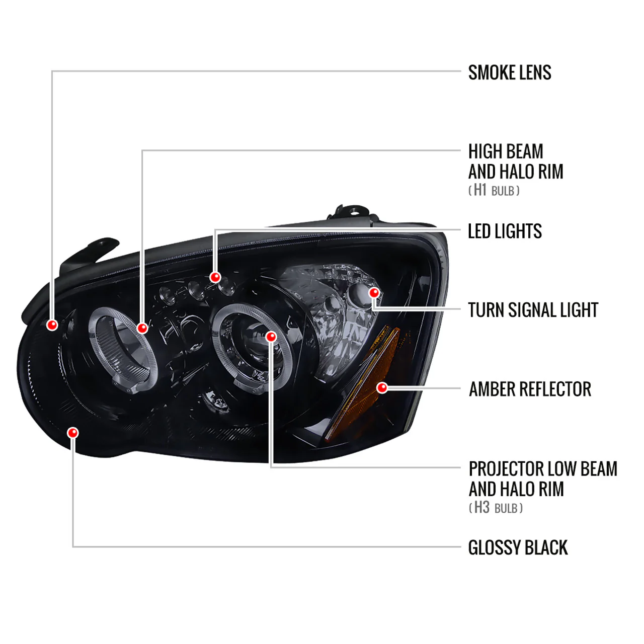 Spec-D Tuning Halo Style LED Headlights 2004-2005 WRX / 2004-2005 STI - Image 4